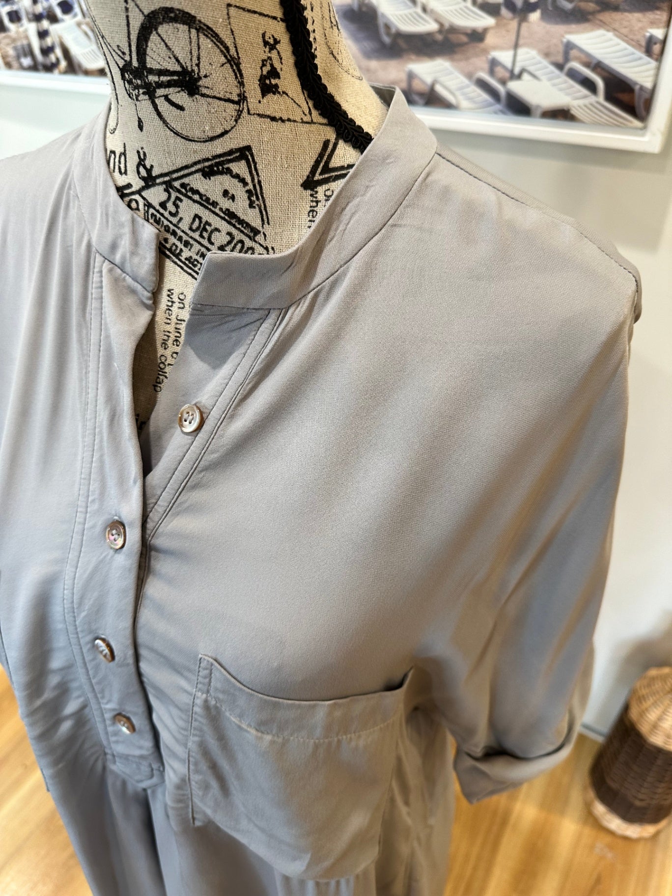 Made in New Zealand longline Blouse Grey