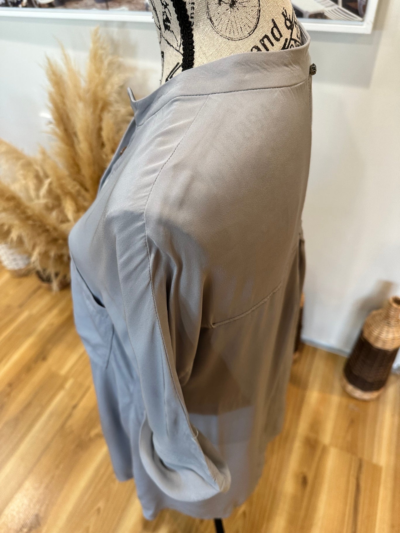 Made in New Zealand longline Blouse Grey