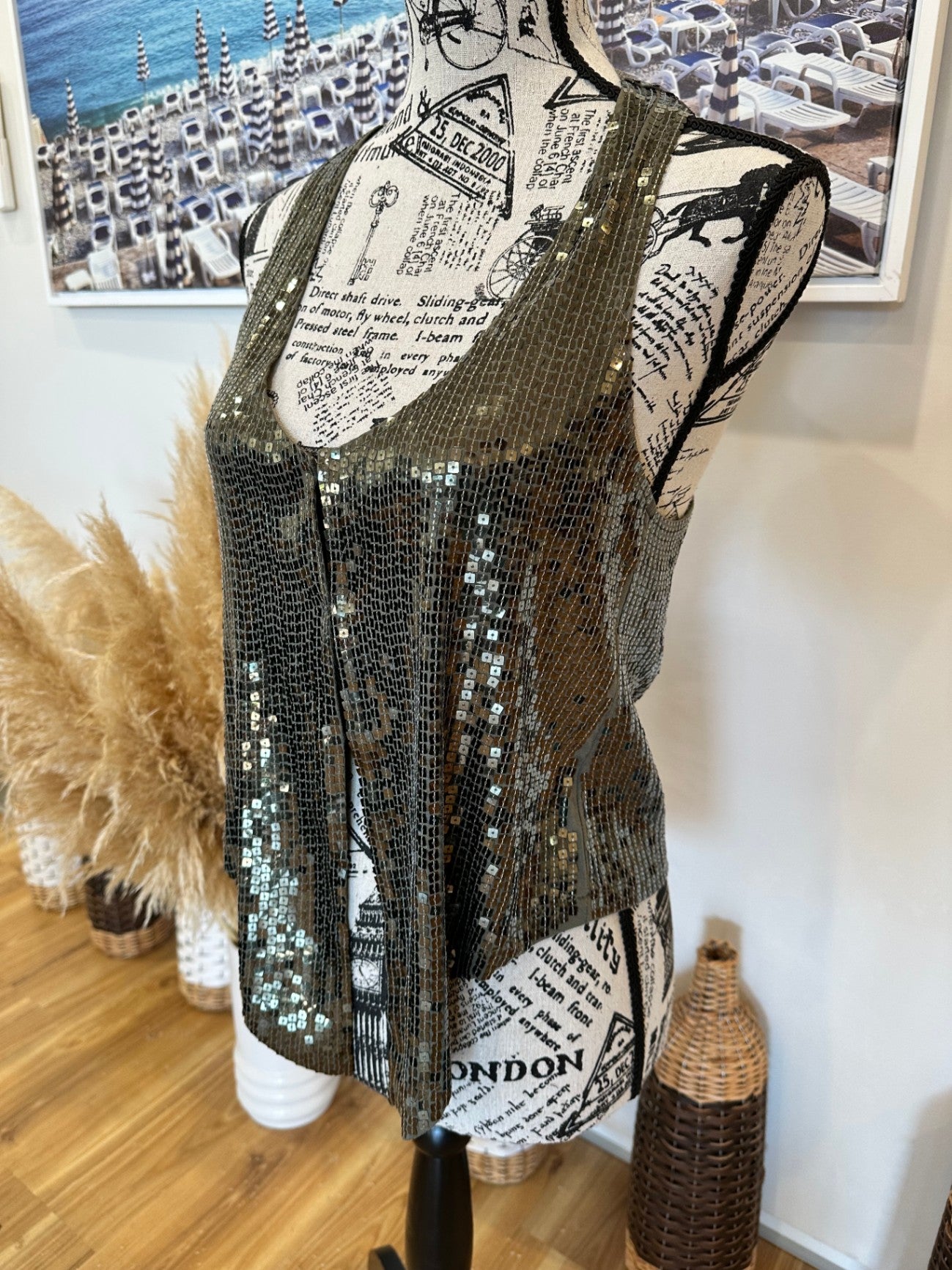 [SALE] United Colors of Benetton - Vest - Small - Green Sequin