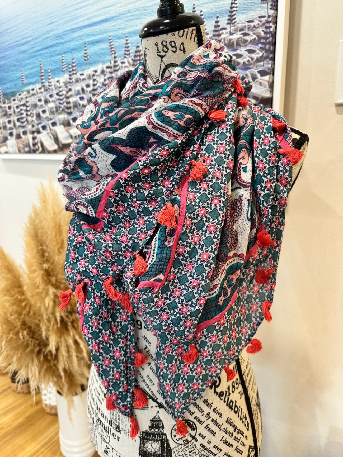 [SALE] Pink & Turquoise Scarf