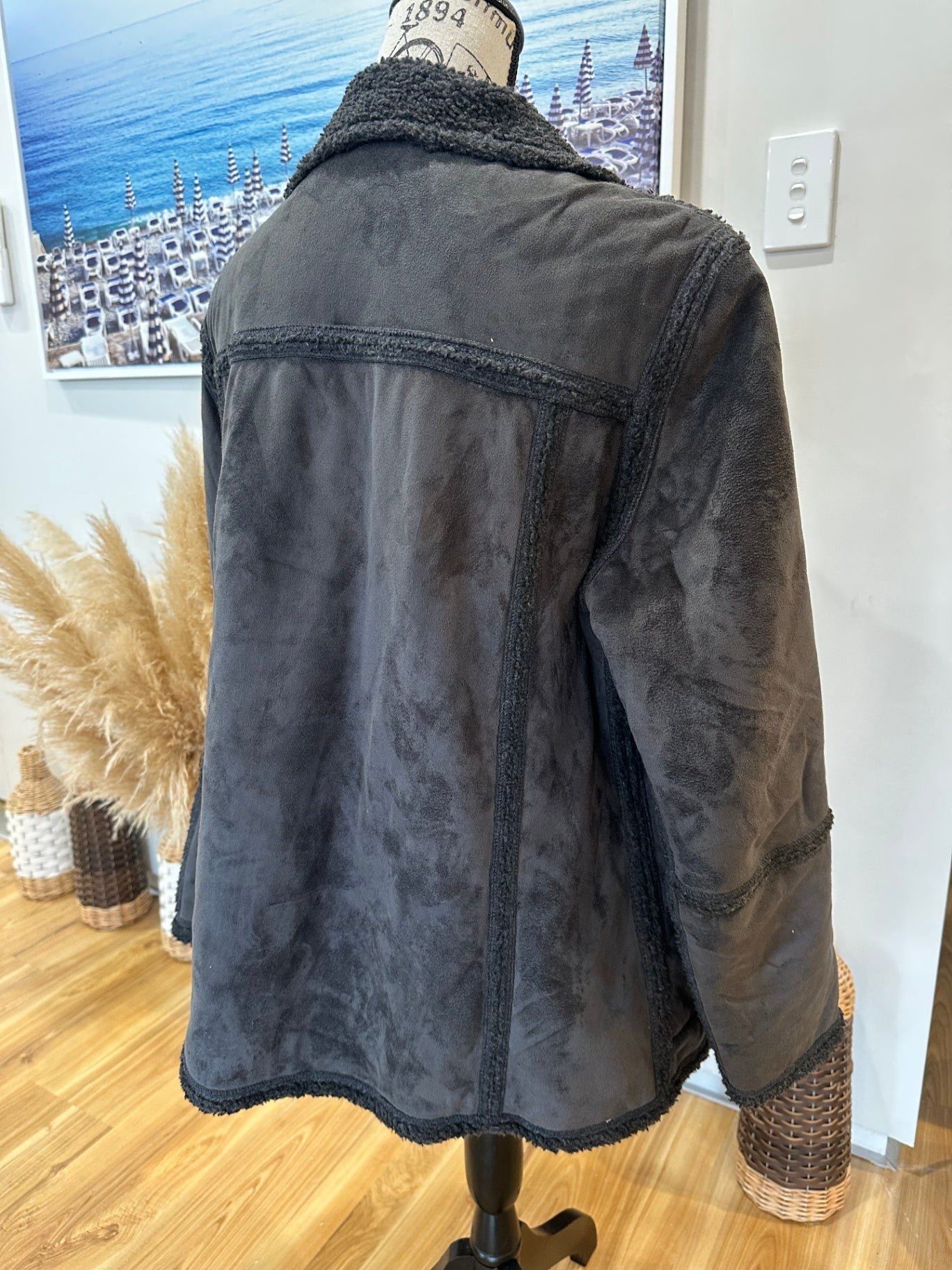 [SALE] Suede Like Jacket - Grey - Medium / Large