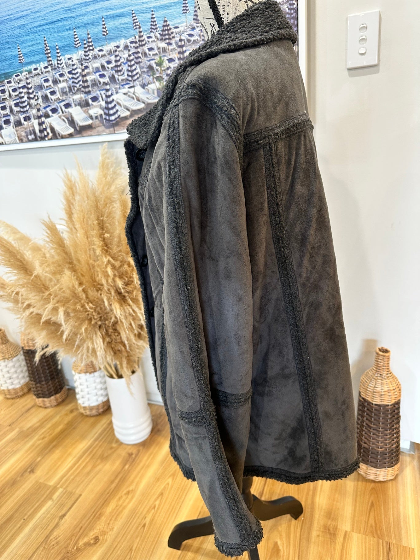 [SALE] Suede Like Jacket - Grey - Medium / Large