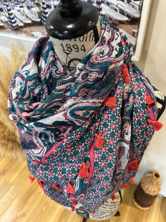 [SALE] Pink & Turquoise Scarf