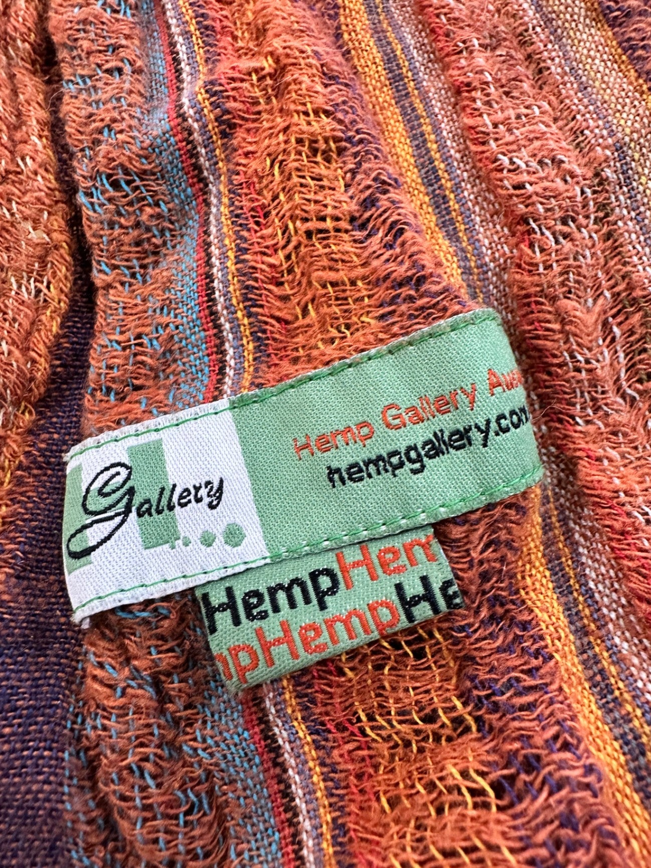 Hemp Gallery Scarf Rusty Orange and Multicolor