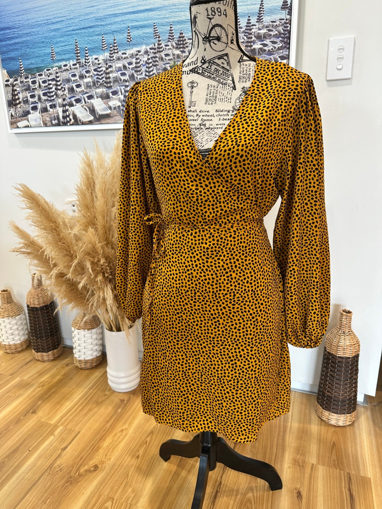 Wrap Dress with Bubble Sleeves - size 10