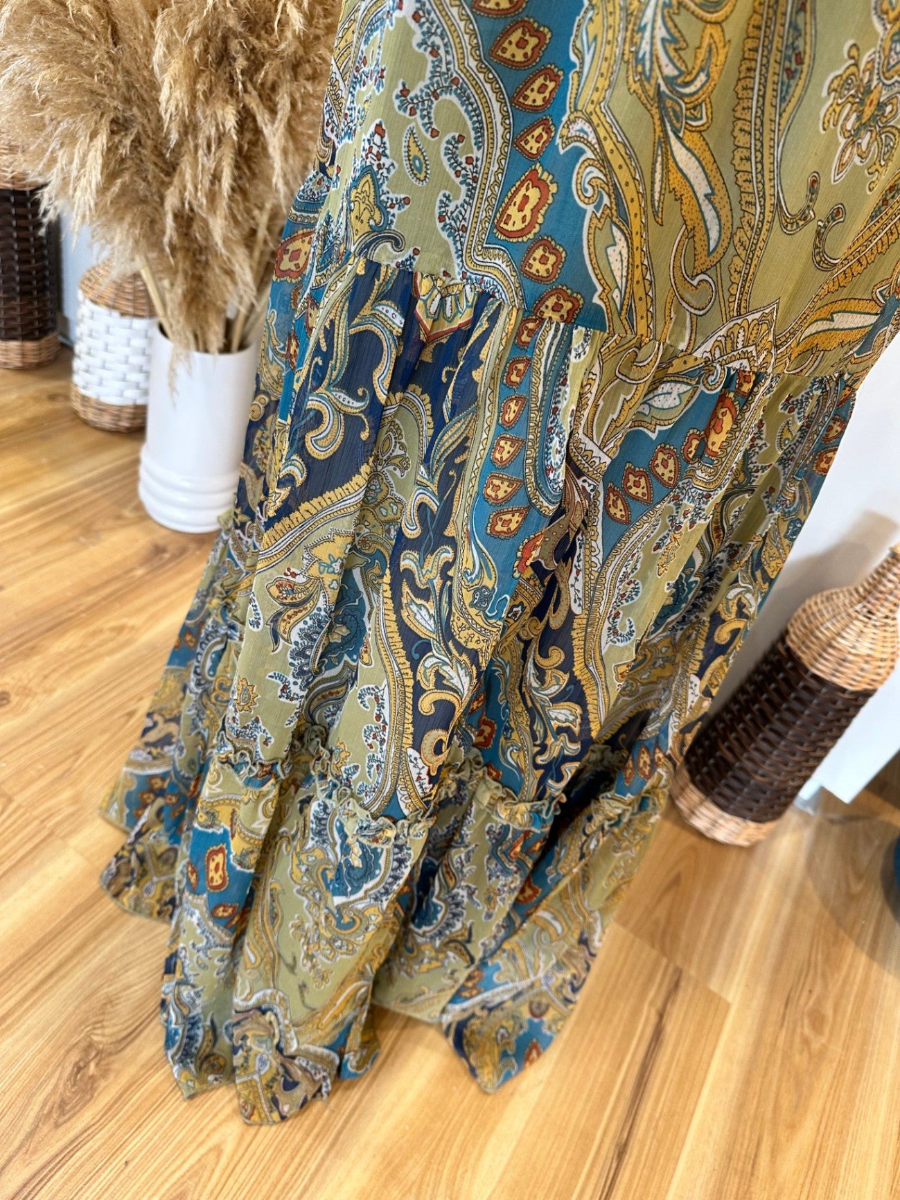 [SALE]  Oasis Dress Small Multicolored (mainly shades of yellow, blue, and orange)