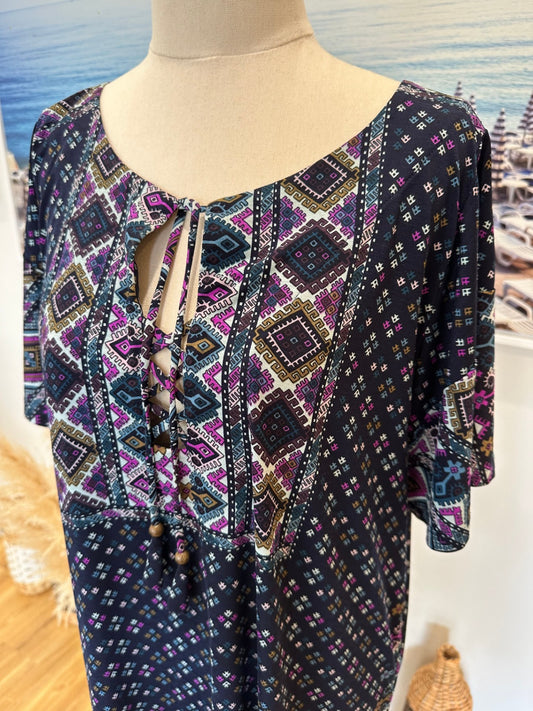 [SALE] Tigerlily Dress - Navy with Purple - Medium