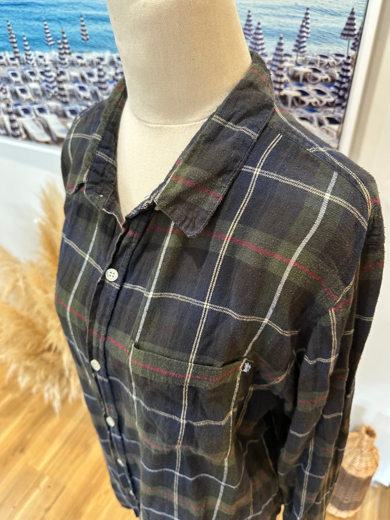 Stussy Shirt Large Dark green, black, red, white