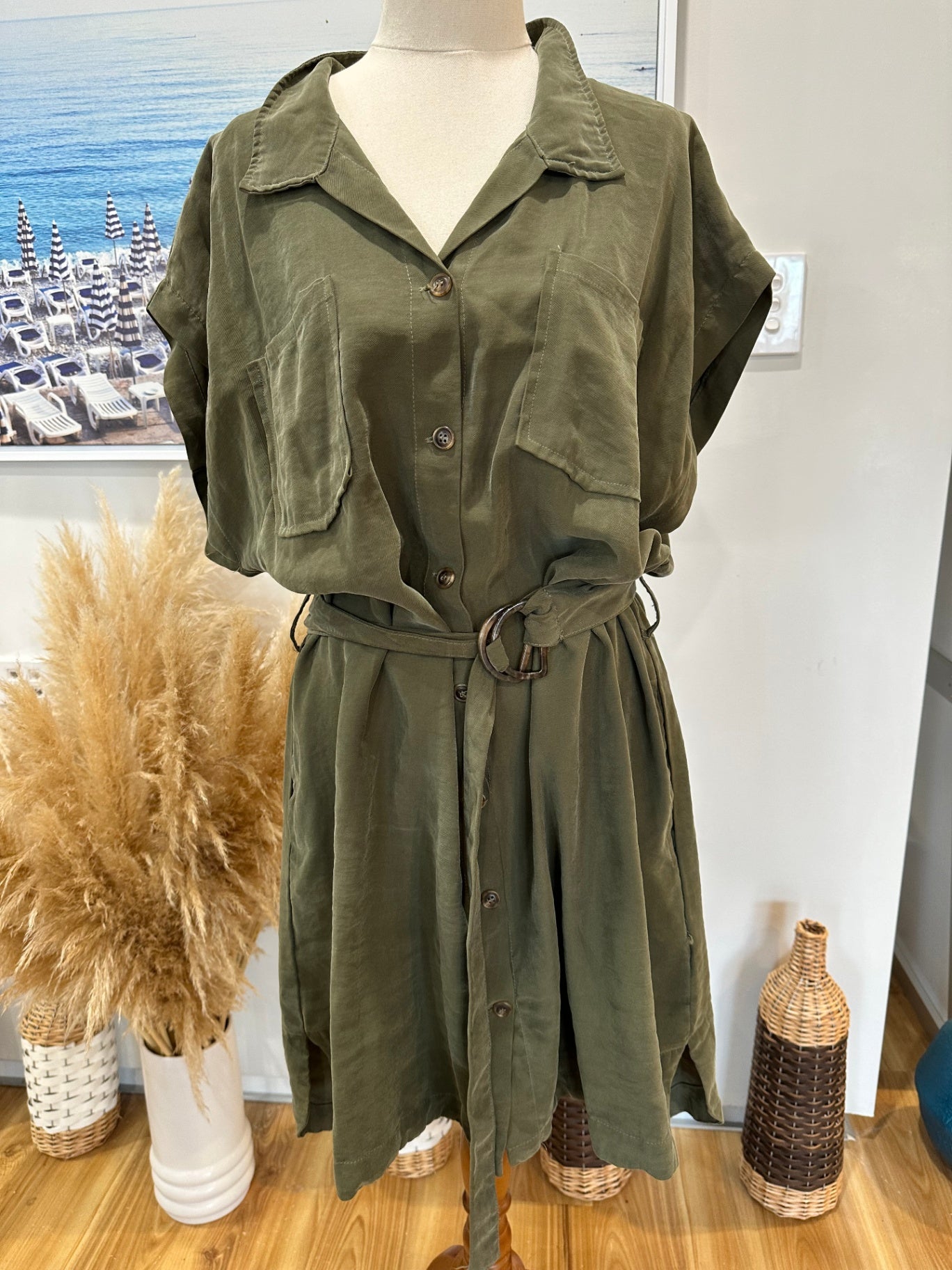 [SALE] & Me Dress 16 Olive Green