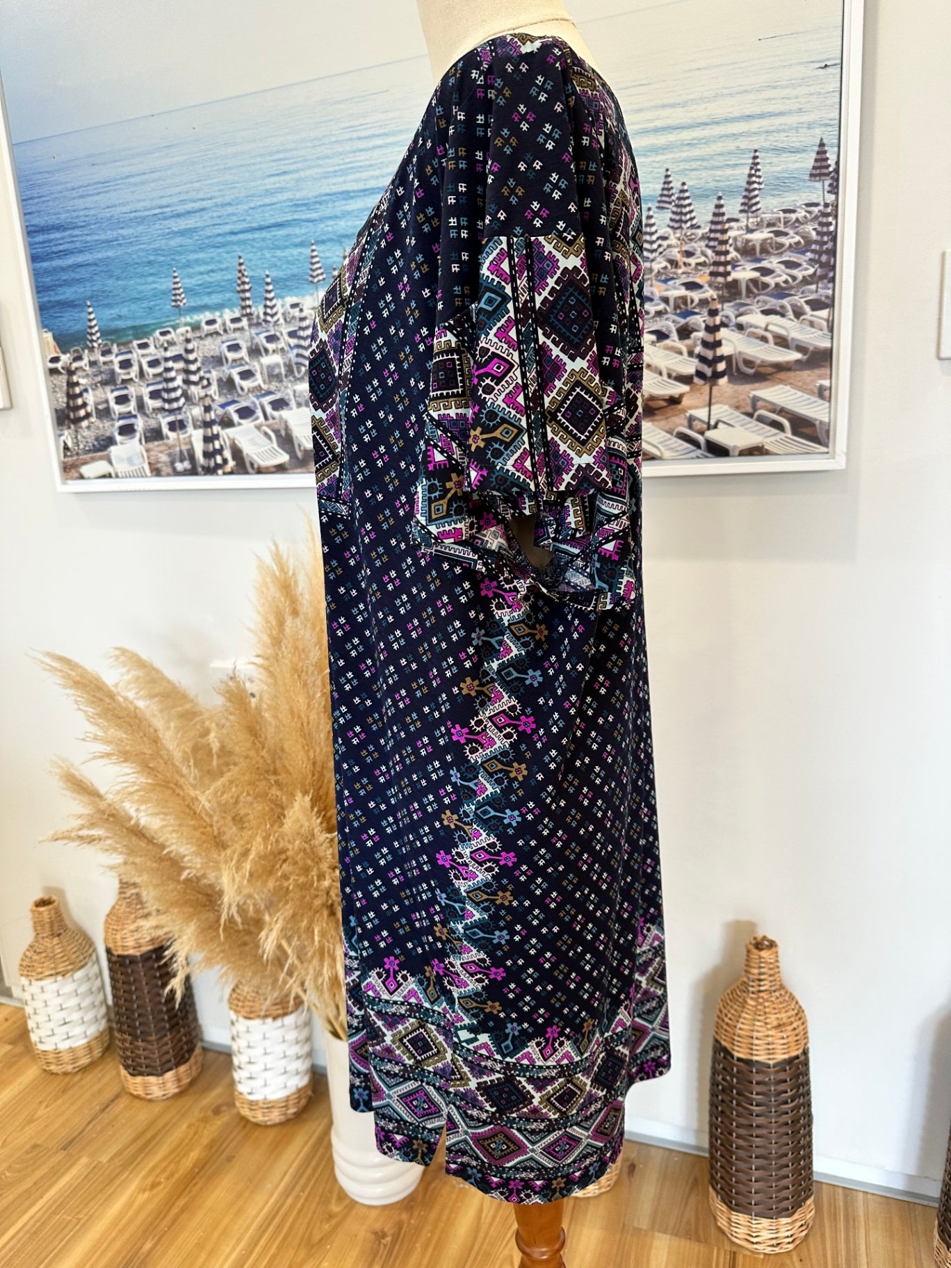 [SALE] Tigerlily Dress - Navy with Purple - Medium