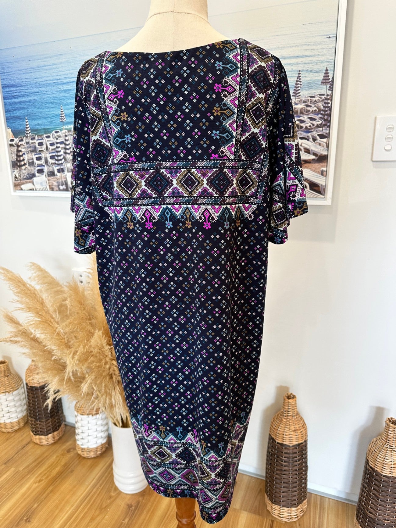 [SALE] Tigerlily Dress - Navy with Purple - Medium