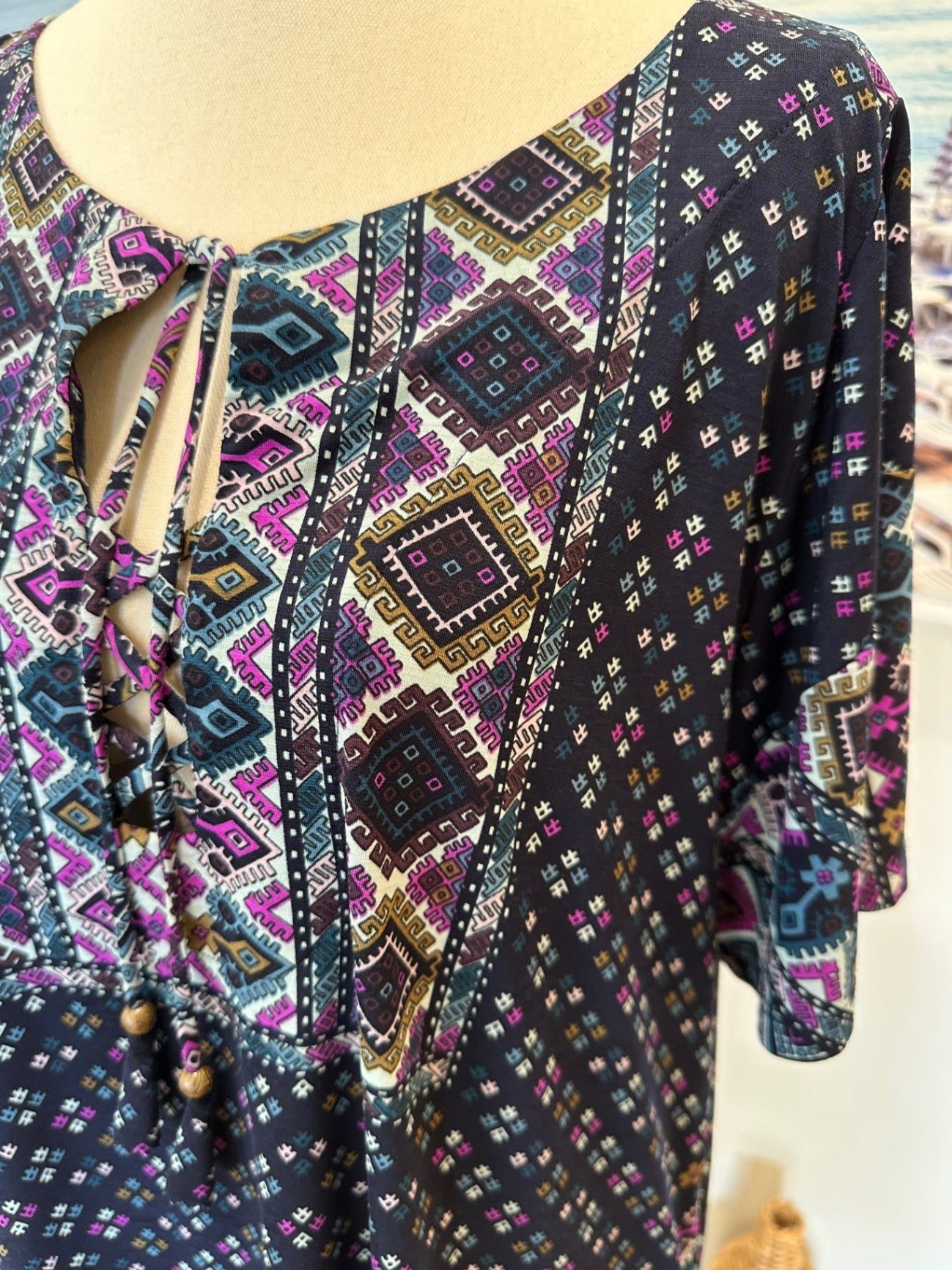 [SALE] Tigerlily Dress - Navy with Purple - Medium
