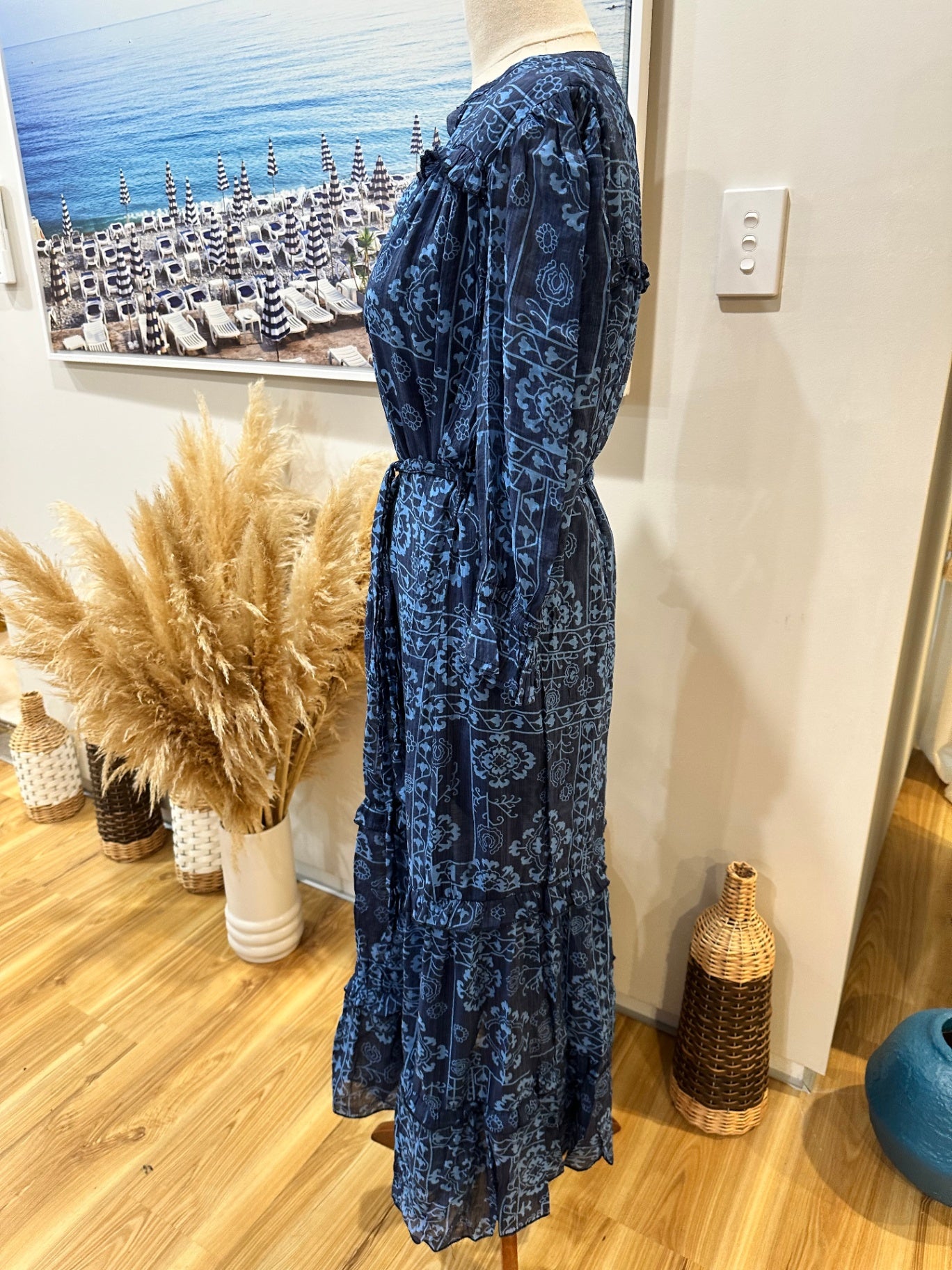 New U Collection Dress 10 Dark Blue with Light Blue Pattern