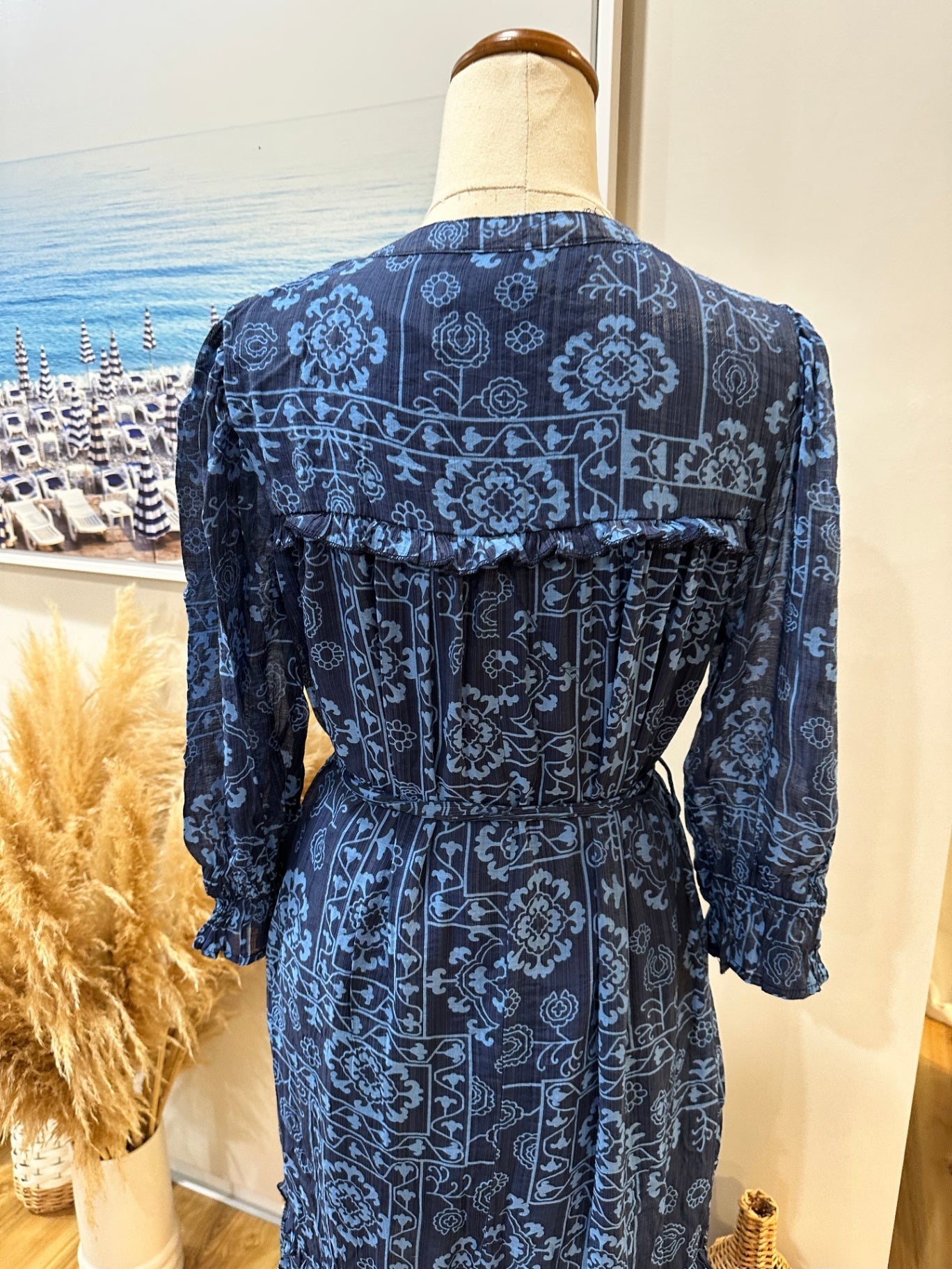 New U Collection Dress 10 Dark Blue with Light Blue Pattern