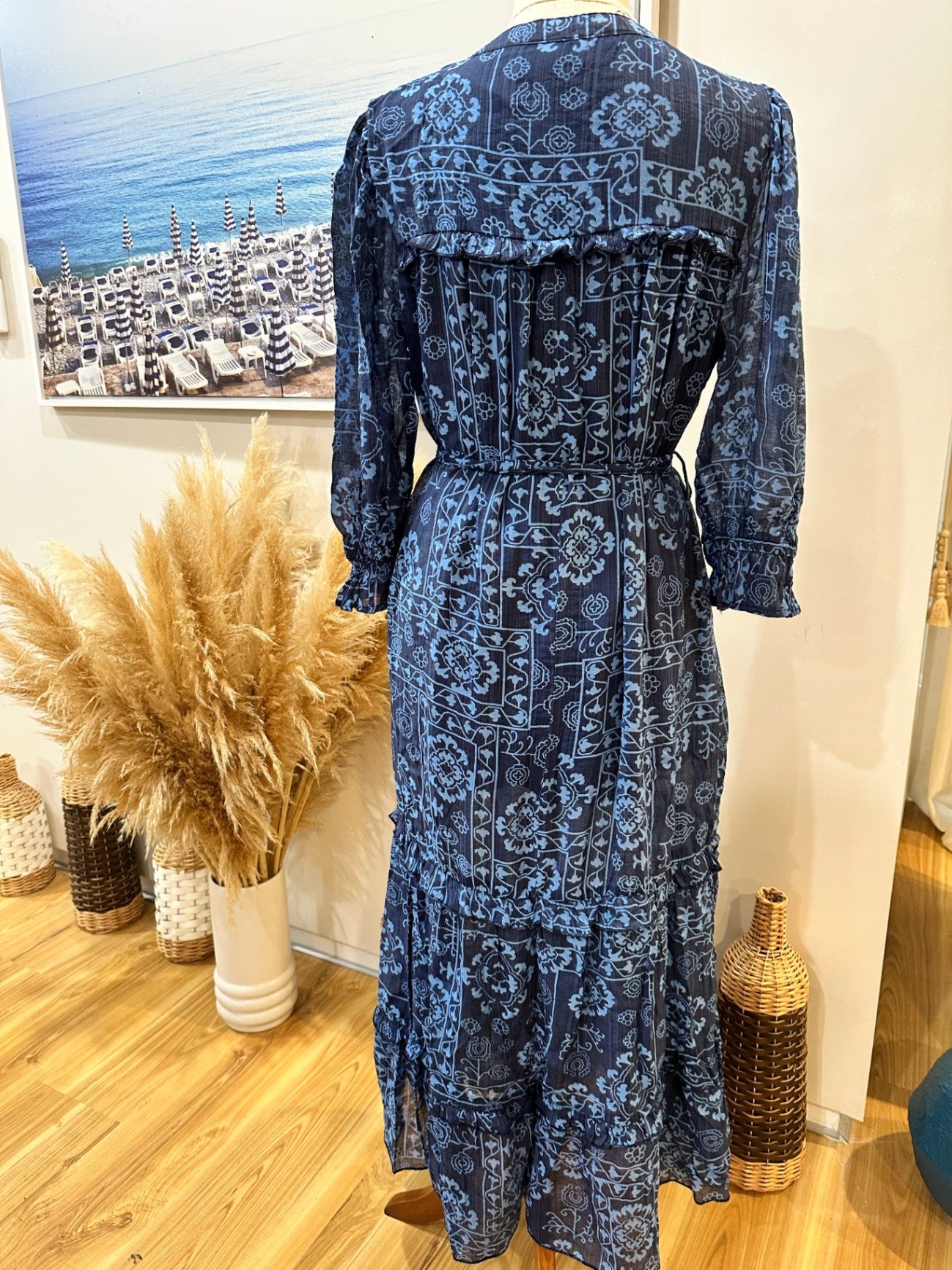 New U Collection Dress 10 Dark Blue with Light Blue Pattern