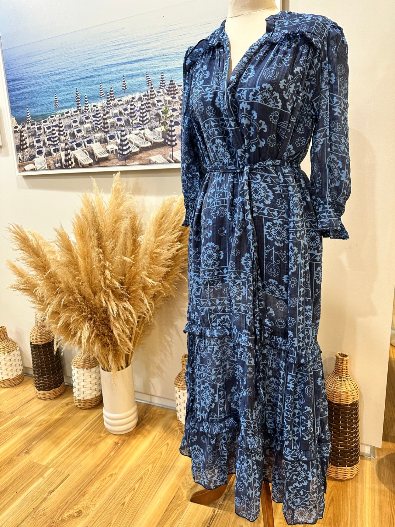 New U Collection Dress 10 Dark Blue with Light Blue Pattern