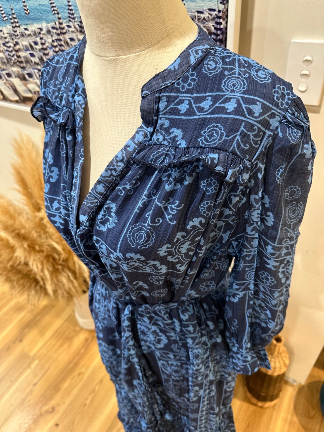 New U Collection Dress 10 Dark Blue with Light Blue Pattern