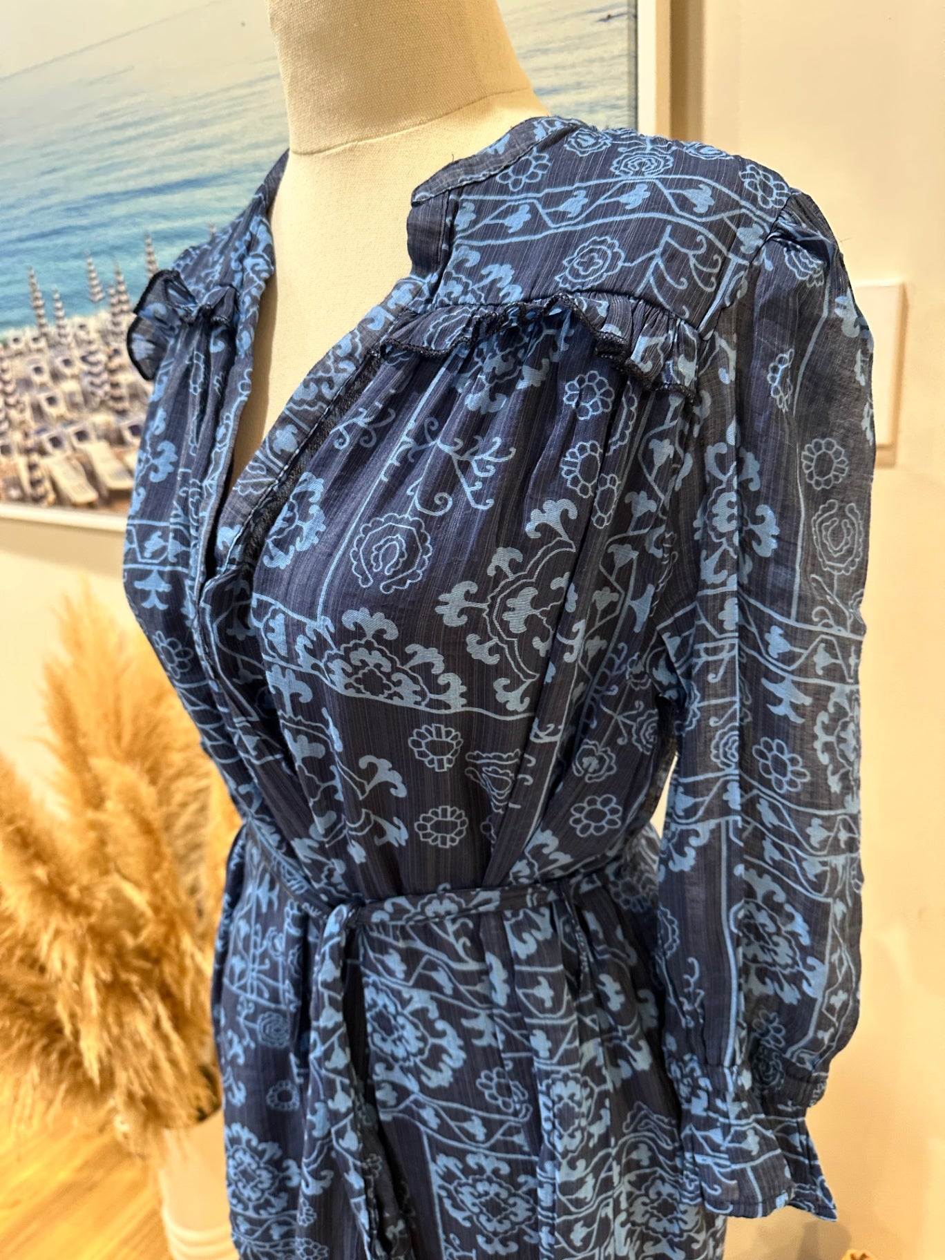 New U Collection Dress 10 Dark Blue with Light Blue Pattern