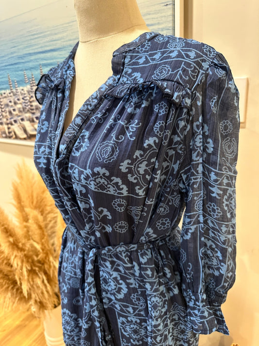 New U Collection Dress 10 Dark Blue with Light Blue Pattern