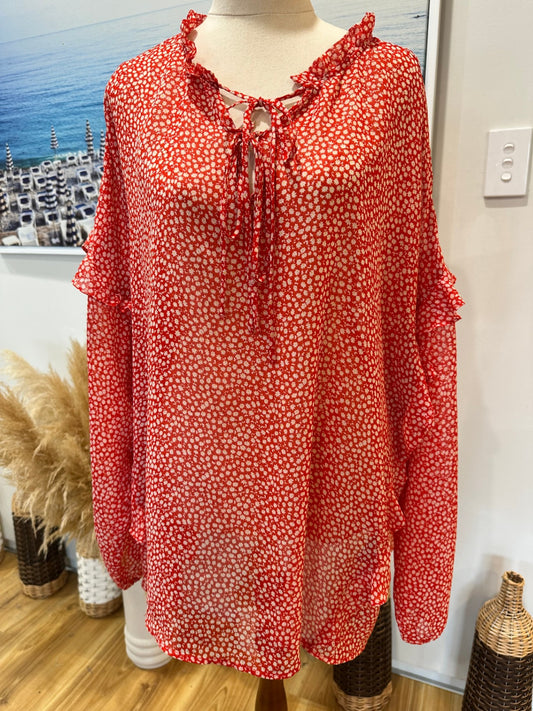 [SALE] Wild Child Blouse Extra Large Red and white