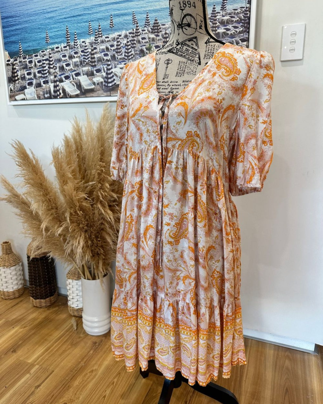 [SALE] Dreamcatcher Dress 10 Pink and Orange