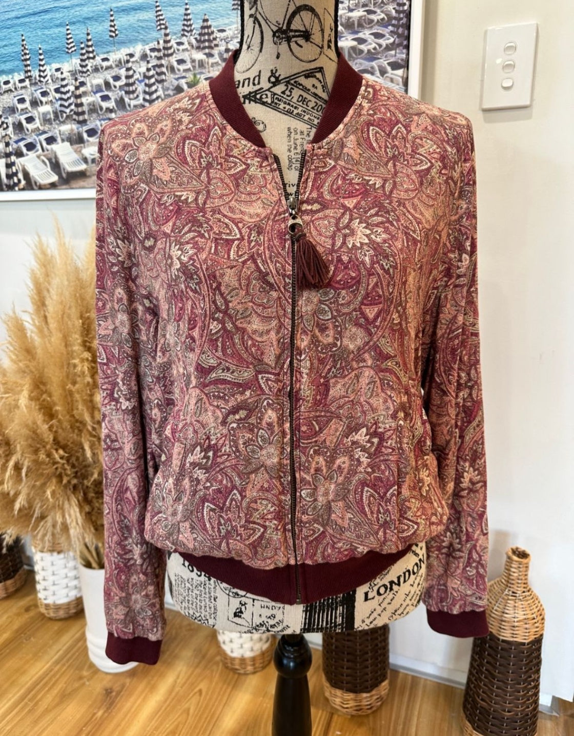 Tigerlily Jacket Small Burgundy