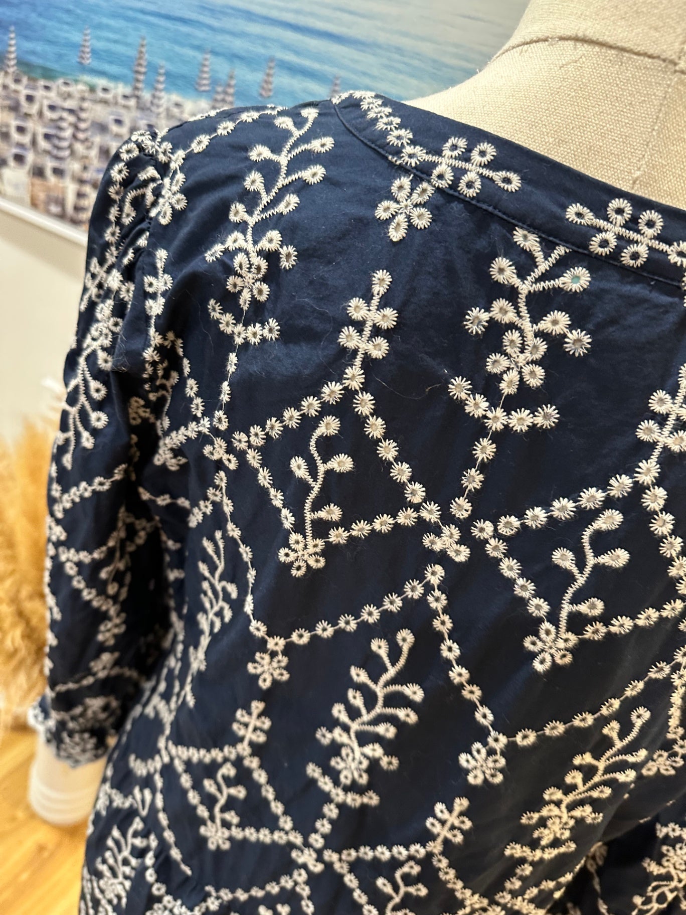 [SALE] Blue Illusion Maxi Dress Medium Navy blue and white