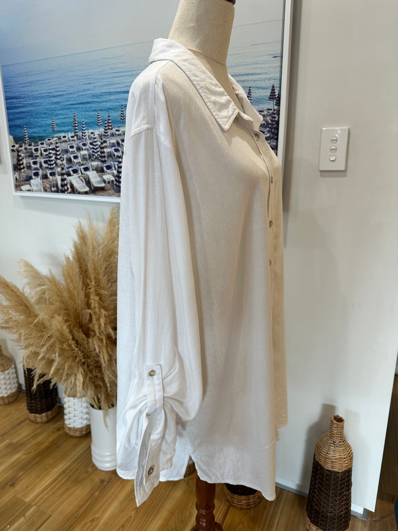 Studio Curve Top 20 White - 55% linen