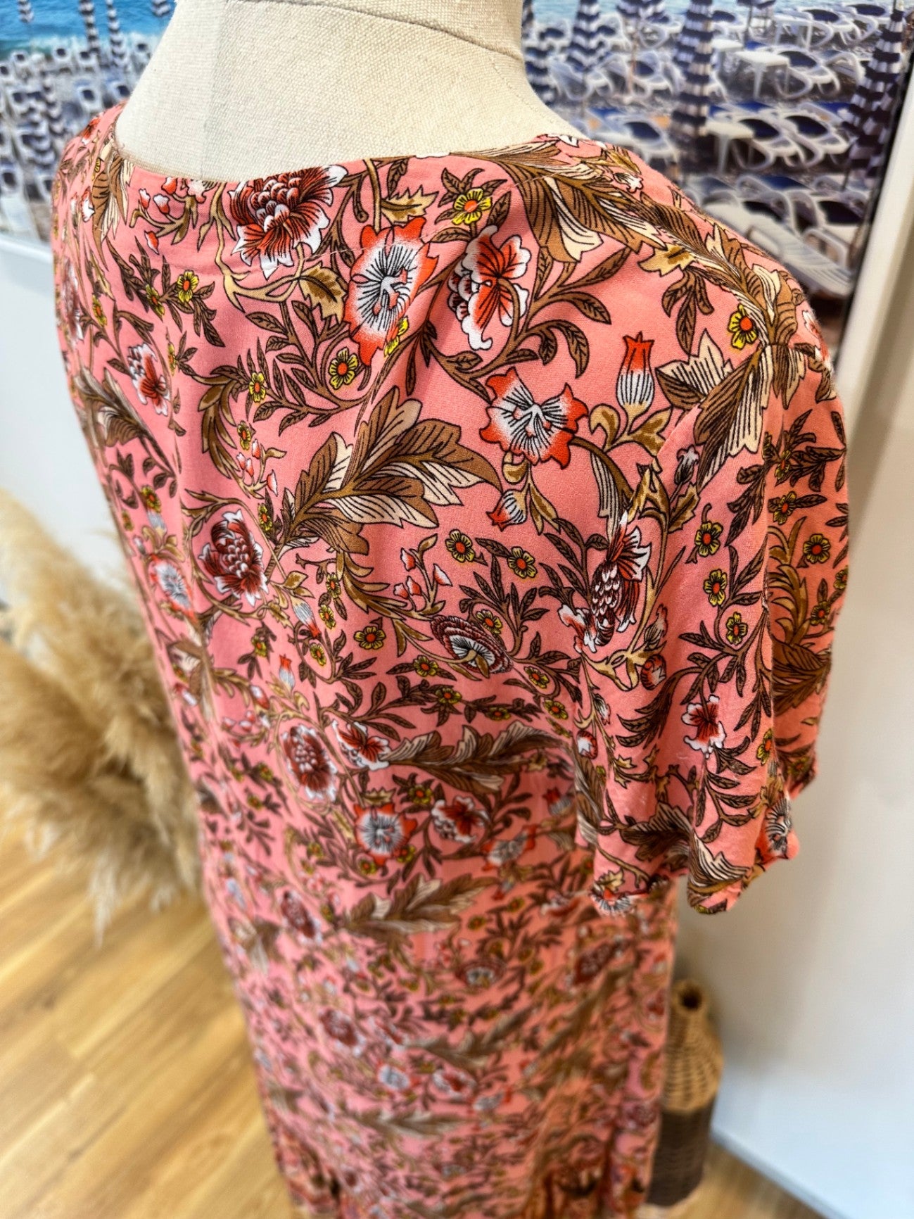 Grace & Co Dress 12 Pink with multicolor floral pattern