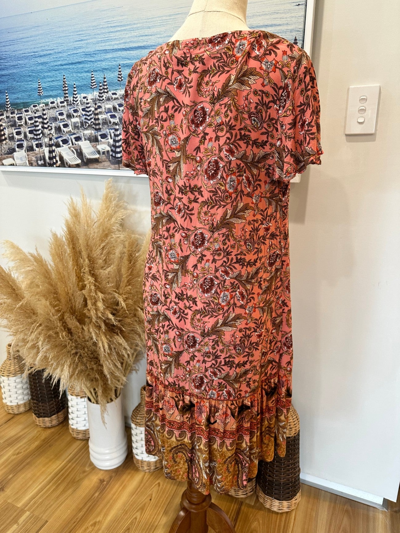 Grace & Co Dress 12 Pink with multicolor floral pattern