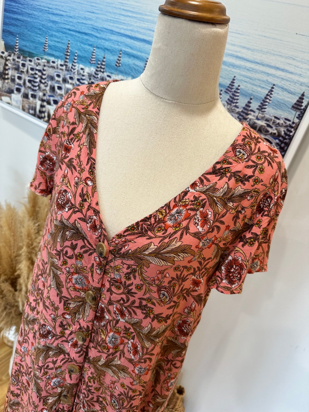 Grace & Co Dress 12 Pink with multicolor floral pattern