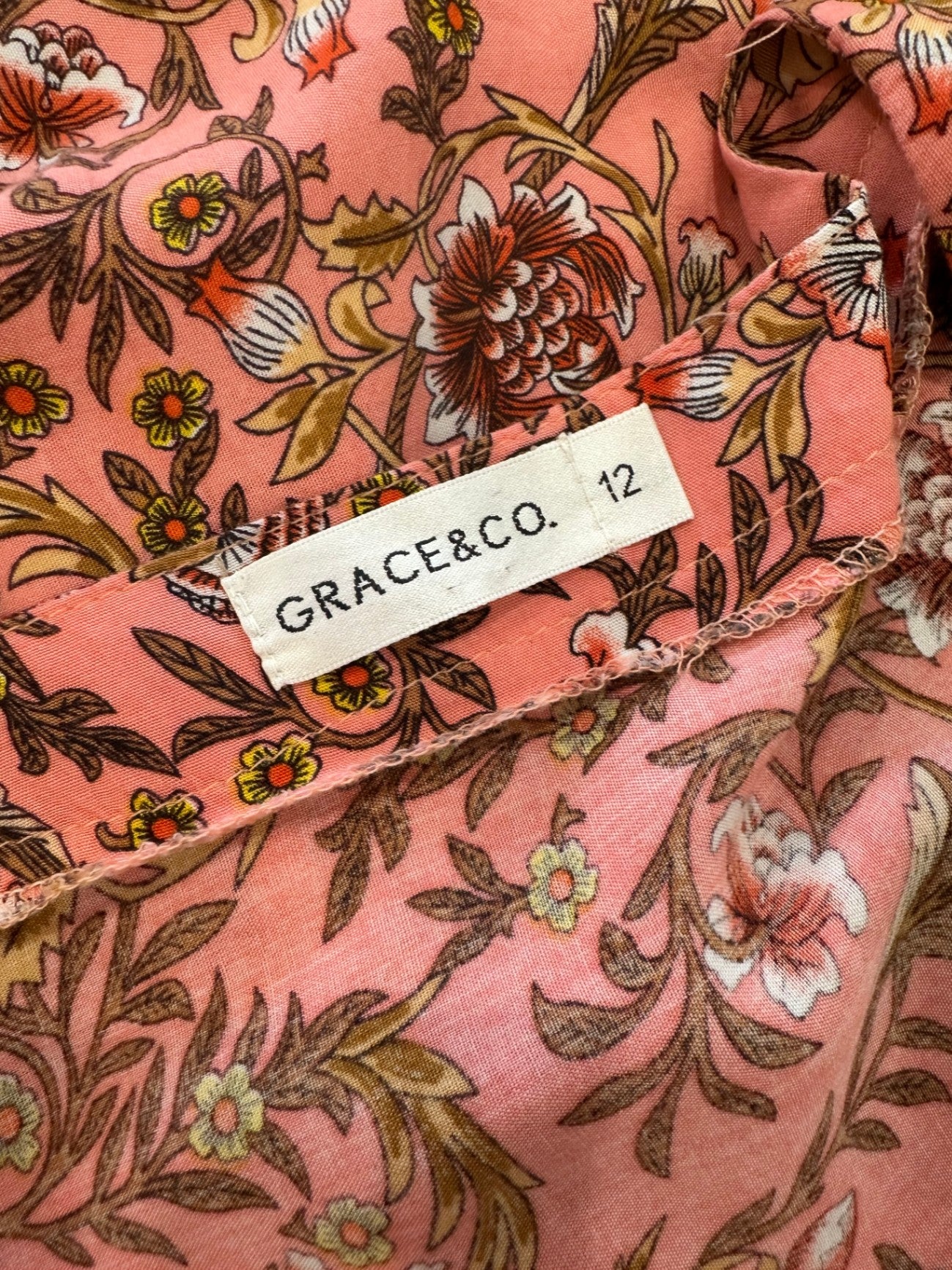 Grace & Co Dress 12 Pink with multicolor floral pattern