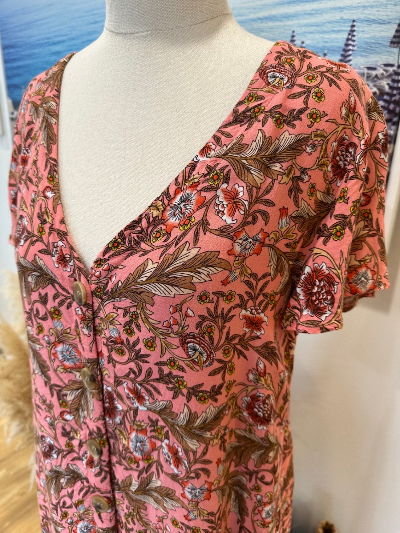 Grace & Co Dress 12 Pink with multicolor floral pattern