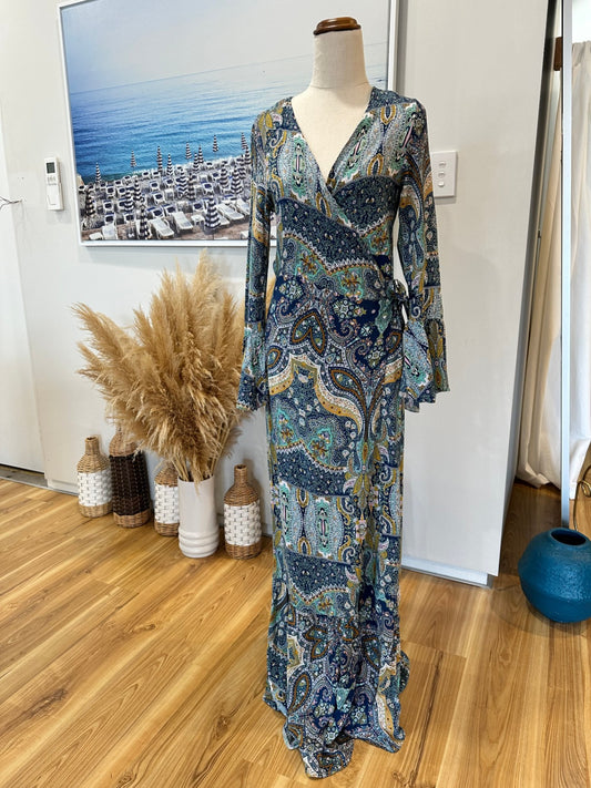 Boho Maxi  Dress - Wraparound - Small