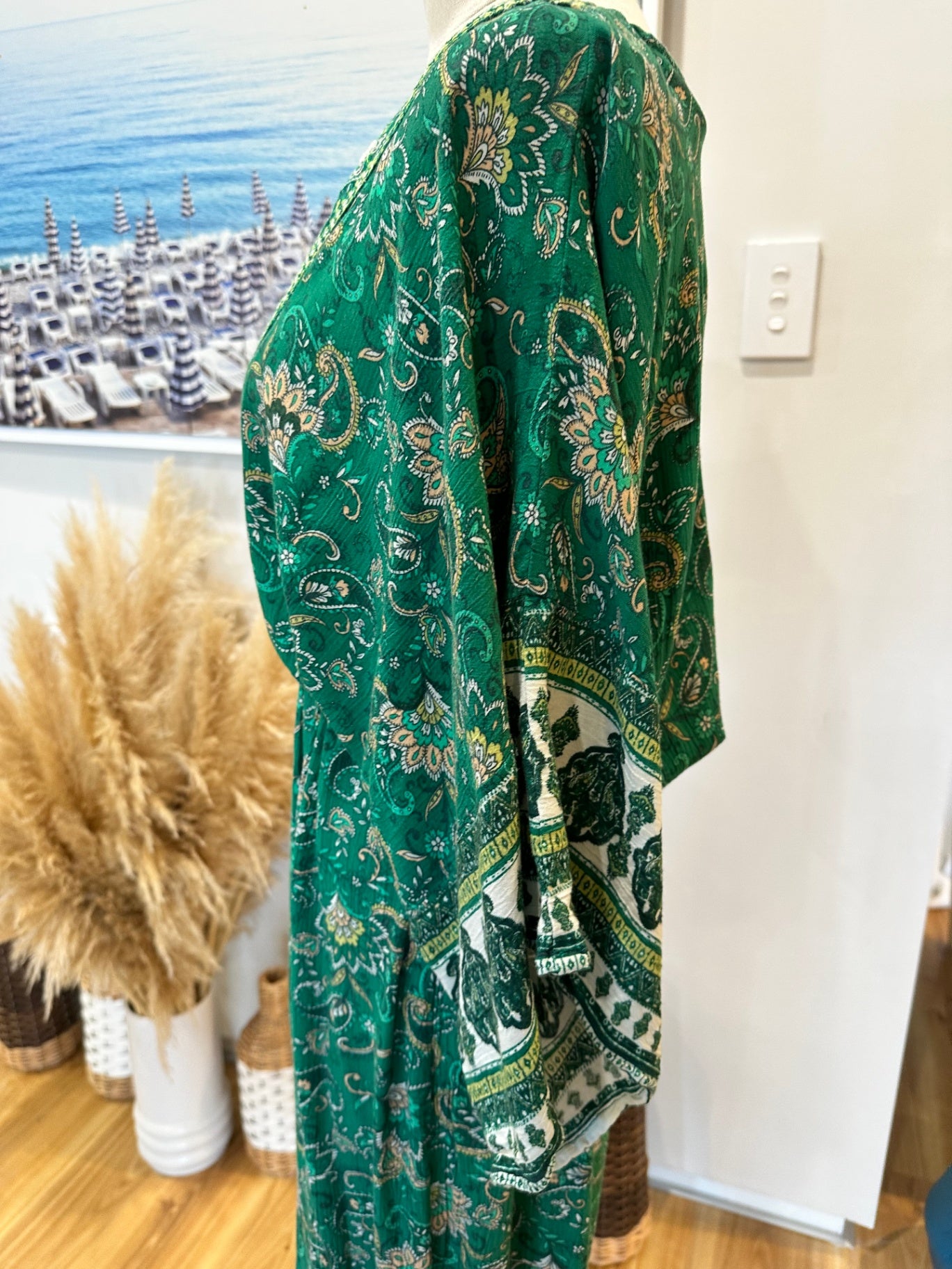 Zara Jumpsuit Small Green with floral print