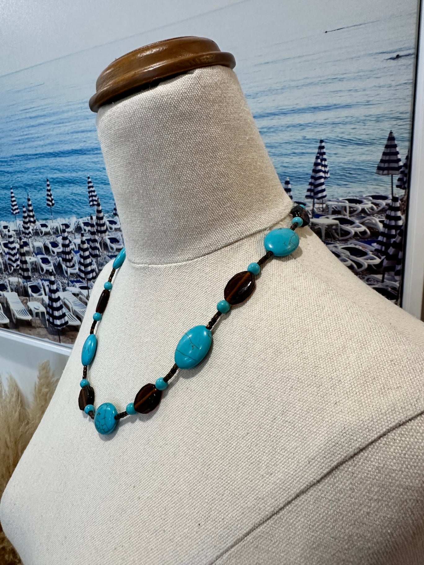 Vintage Necklace - Turquoise and Amber tones