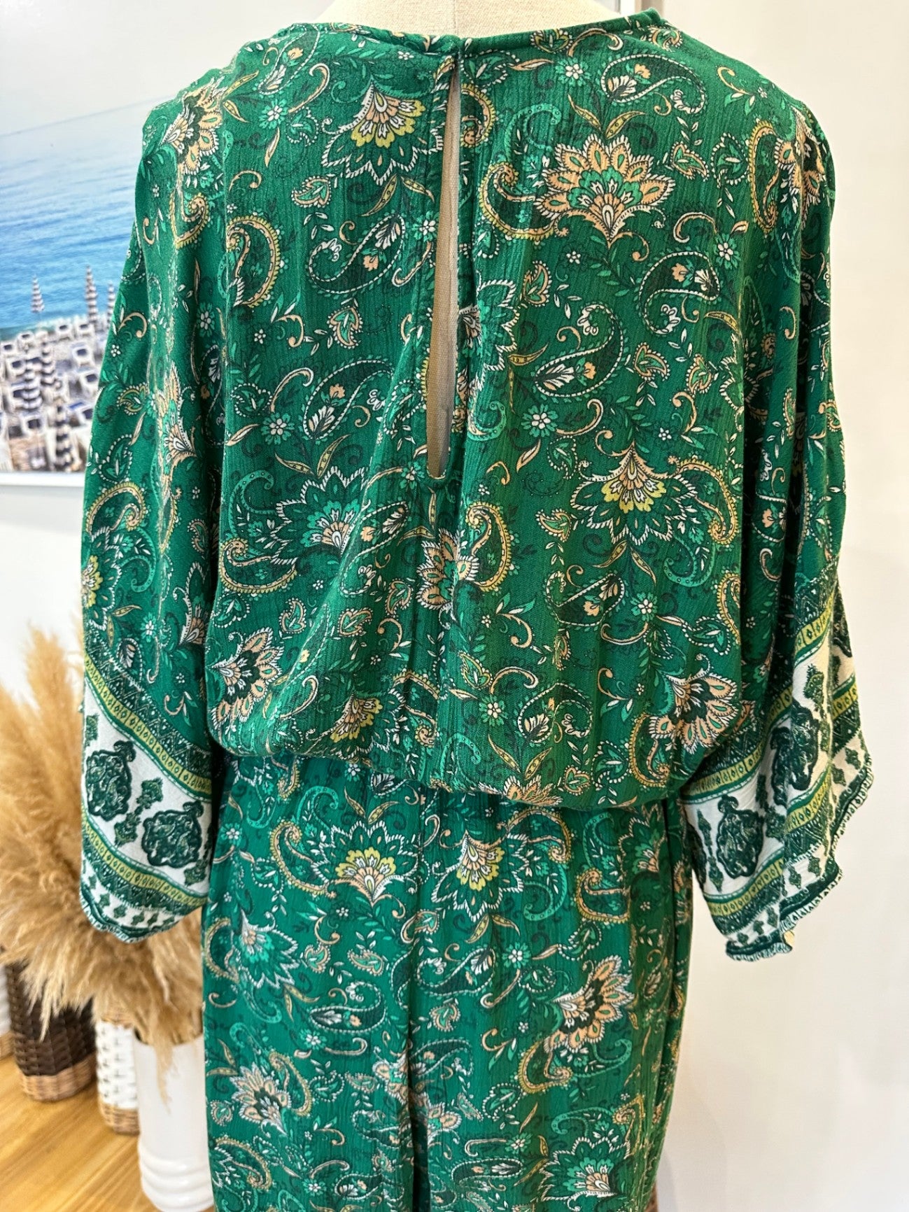 Zara Jumpsuit Small Green with floral print