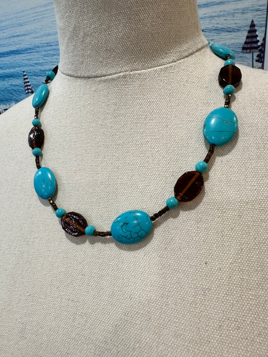 Vintage Necklace - Turquoise and Amber tones