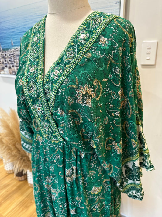 Zara Jumpsuit Small Green with floral print