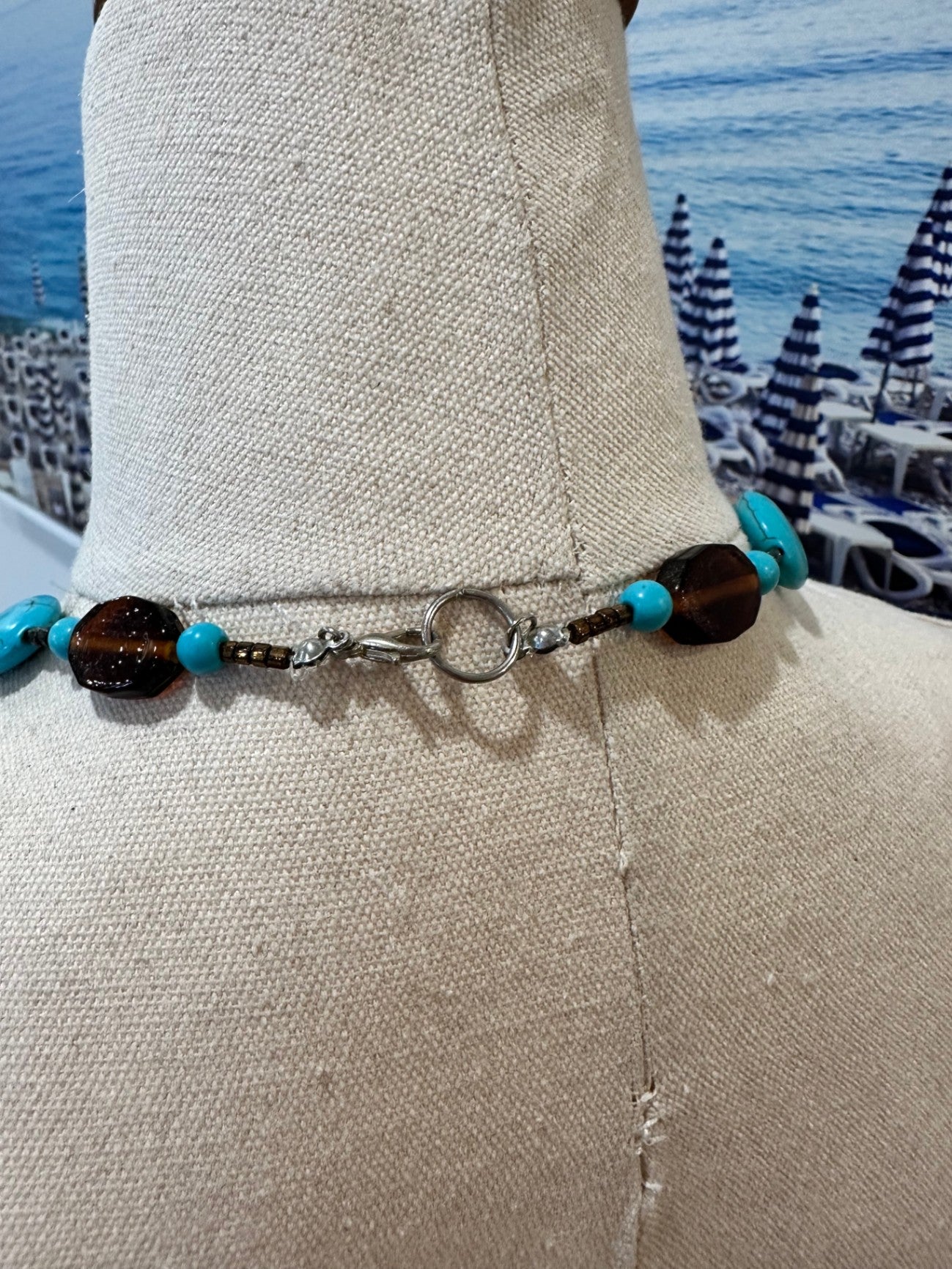 Vintage Necklace - Turquoise and Amber tones