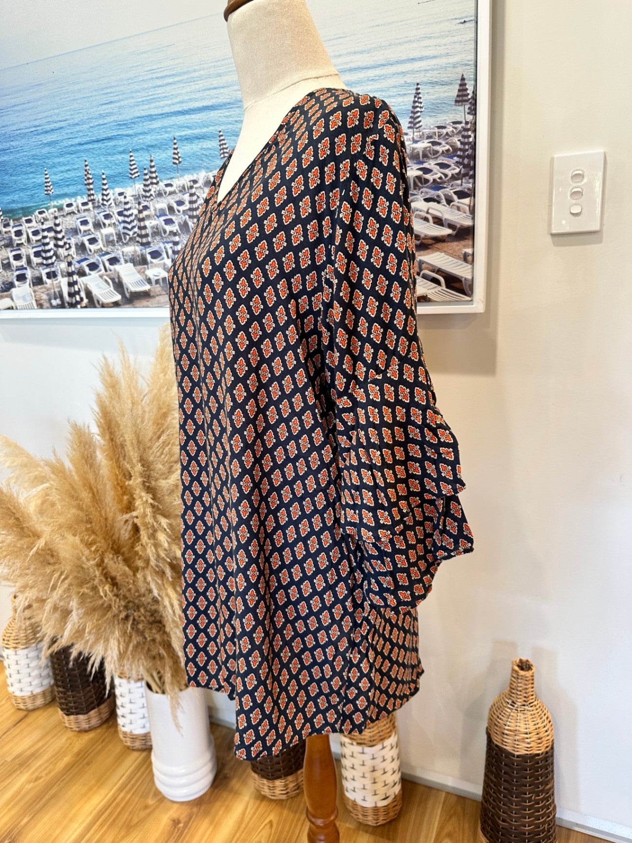 [SALE] Boho blouse with bell-sleeve - Extra Large