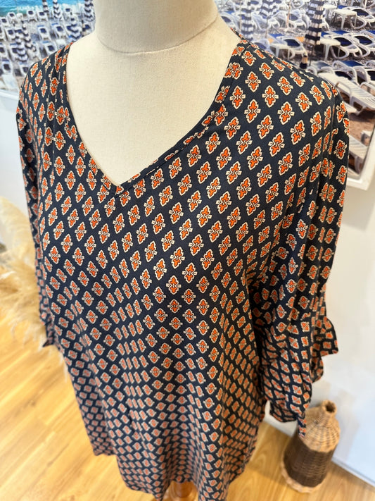 [SALE] Boho blouse with bell-sleeve - Extra Large