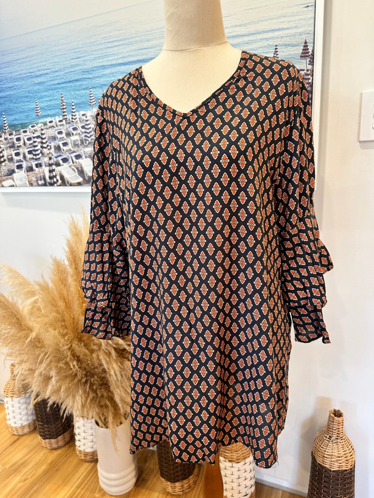 [SALE] Boho blouse with bell-sleeve - Extra Large
