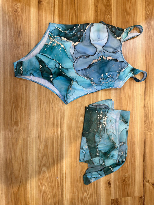 [SALE] Swimwear Blue and green Marble look - New
