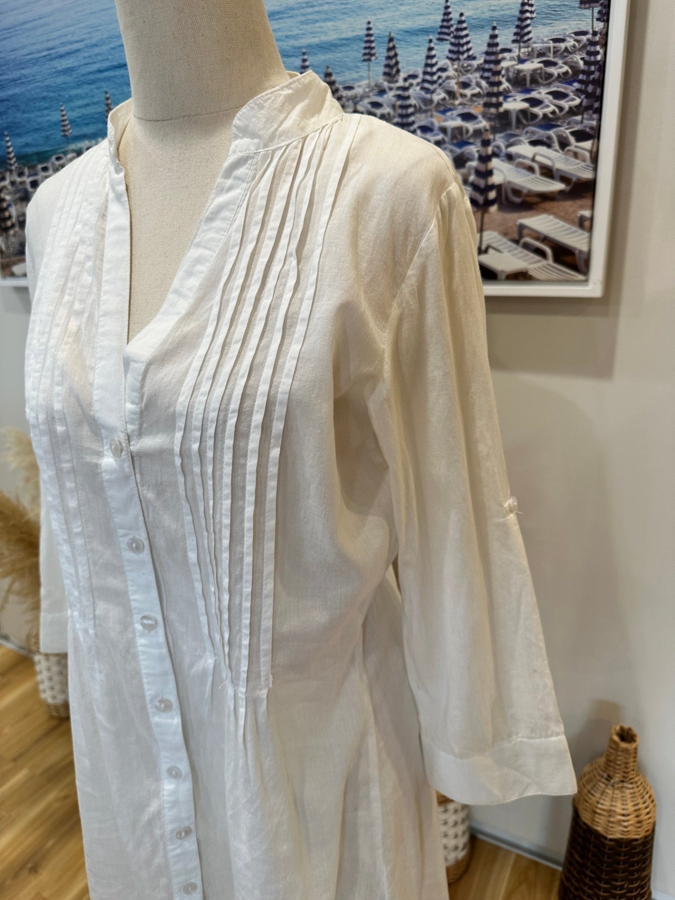 [SALE] 'Okay' longline white blouse - 10