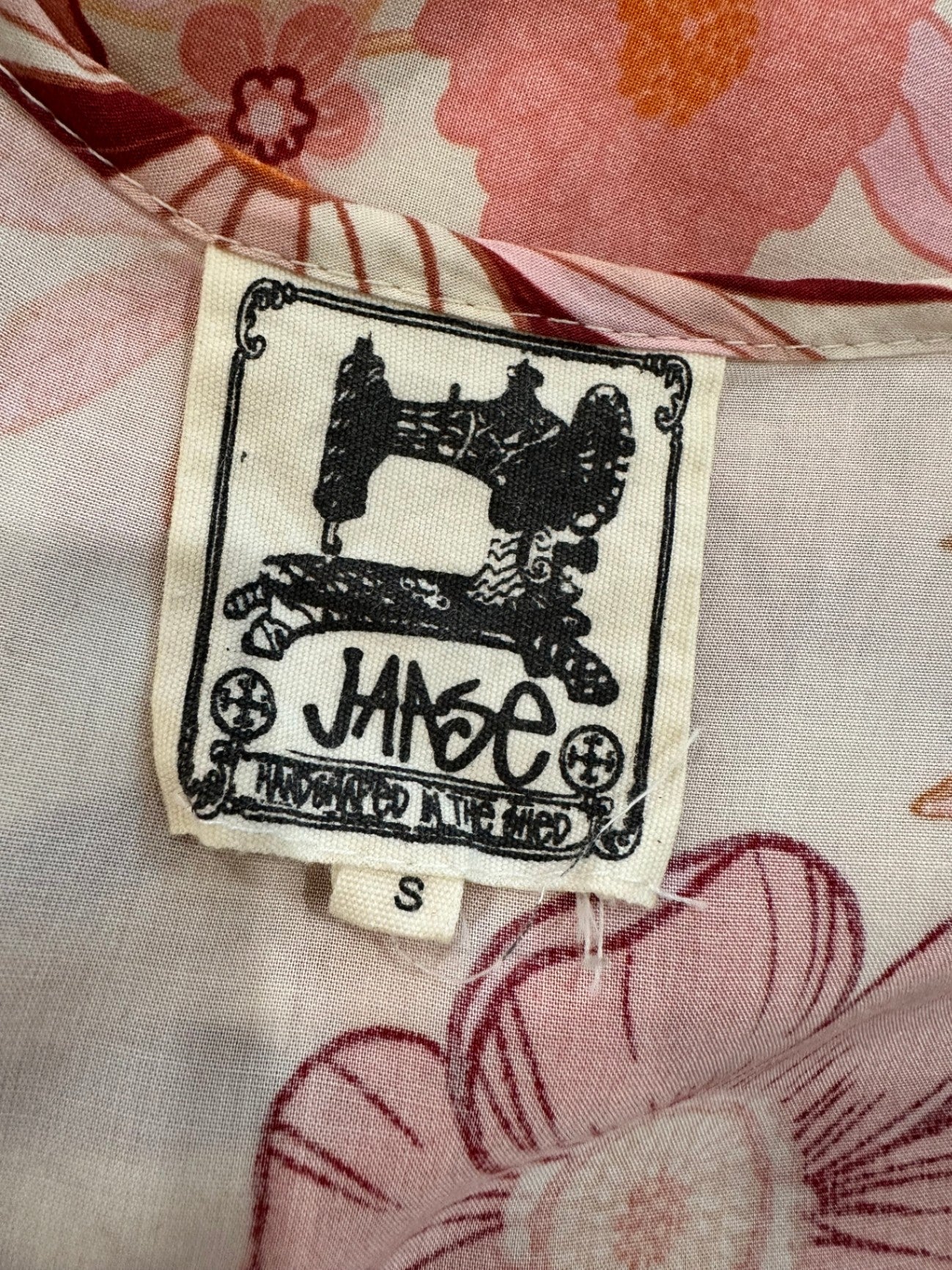 [SALE] Jaase Dress Small Cream with pink floral pattern