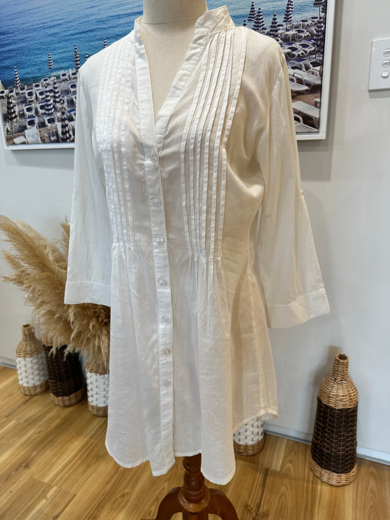 [SALE] 'Okay' longline white blouse - 10