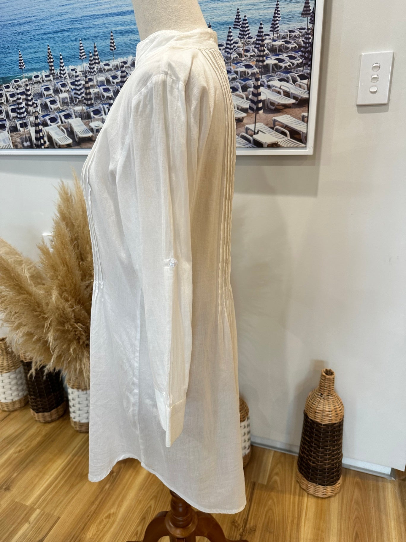 [SALE] 'Okay' longline white blouse - 10