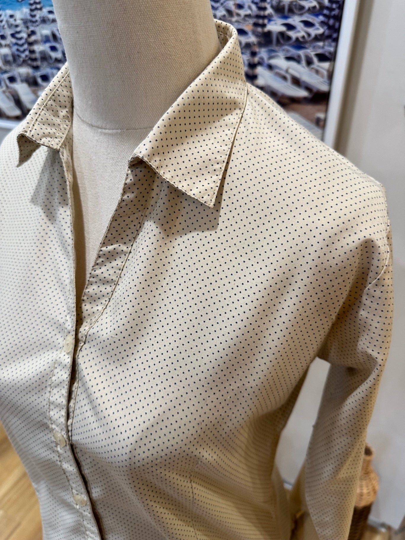 [SALE] Shirt Small Beige with small black polka dots