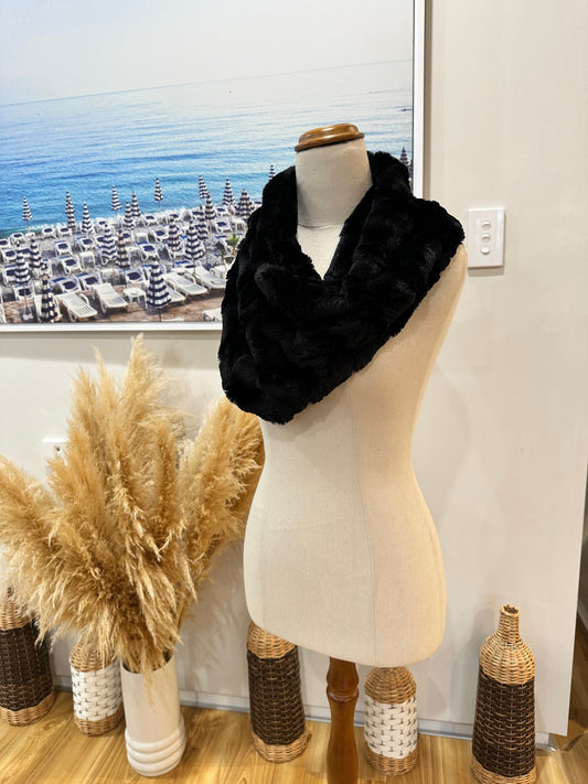 [SALE] Vue - Faux Fur Infinity Scarf - One Size Black
